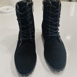 Blondo waterproof black suede combat boots